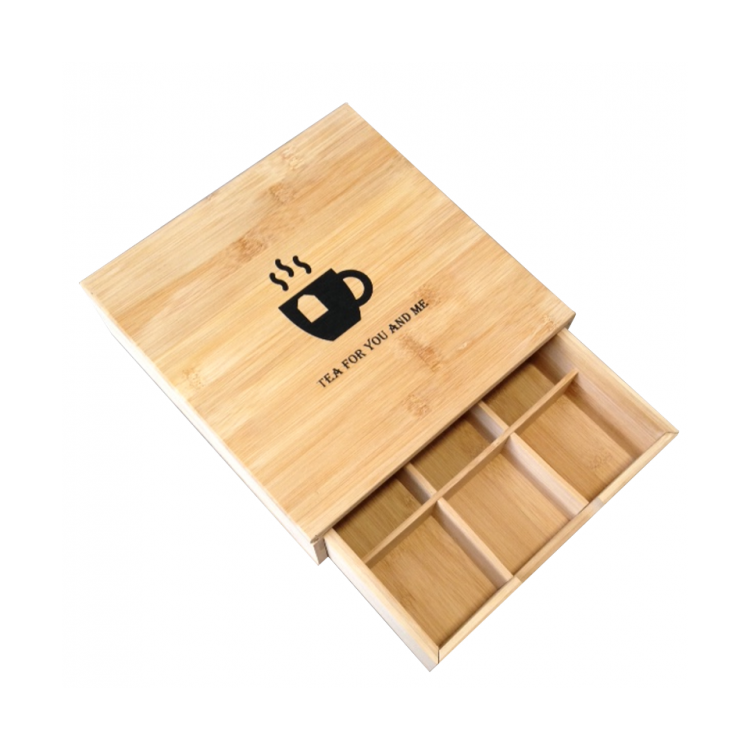 Boîte à Thé En Bambou – 6 Compartiments, 21,5x16x9 Cm, Couvercle Refermable – Pour Ranger Et Organiser Vos Sachets De Thé - 7